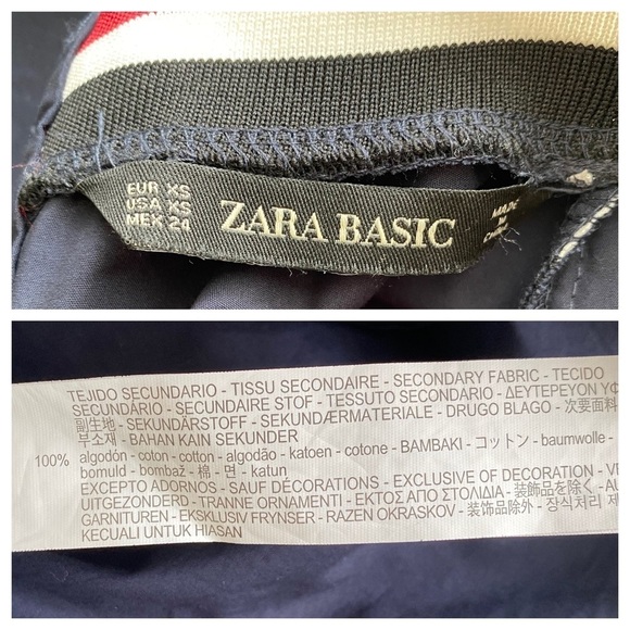 Zara Striped White Navy Long Sleeve Button Front Shift Dress half Sweater XS - Picture 16 of 16